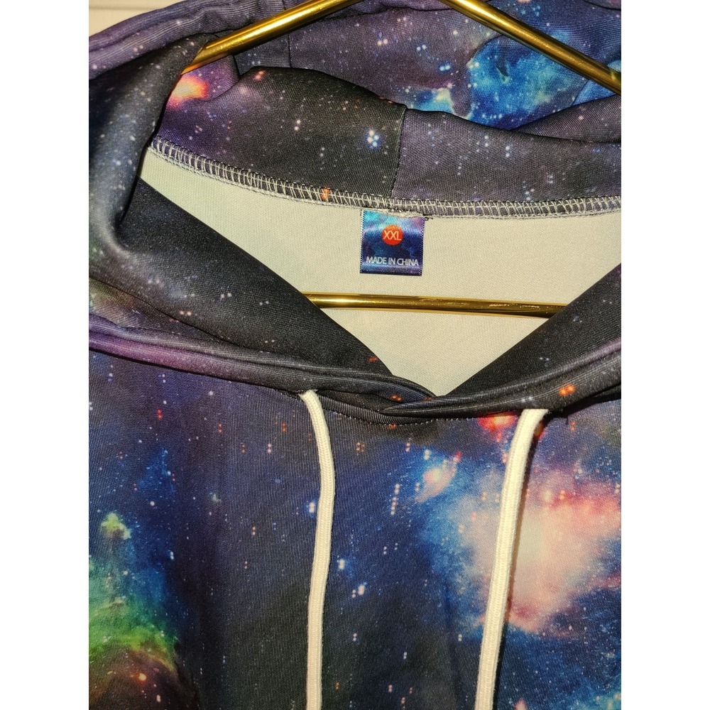Space Cat Hoodie 3D‎ graphic XL Kangaroo pocket Cat Lady/Man  Celestial Geek - Picture 7 of 8